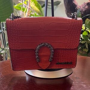 Marina Galanti Burnt Orange Croc-Embossed Crossbody Bag